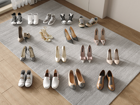  现代鞋 高跟鞋 皮鞋 运动鞋 高跟凉鞋su模型 