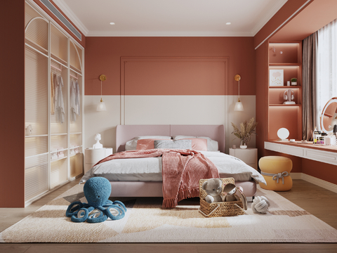  法式儿童房 女孩房su模型 