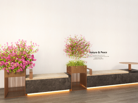  现代卡座长凳su模型 