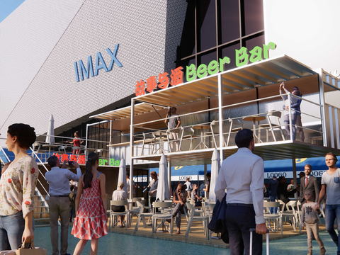  现代商业街 集市街区su模型 