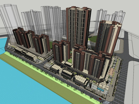  住宅鸟瞰su模型 