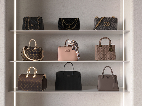  包包箱包手提 女士单肩包 斜挎包su模型 