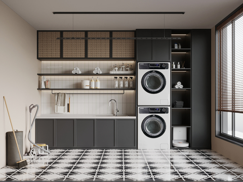  法式洗衣房su模型 