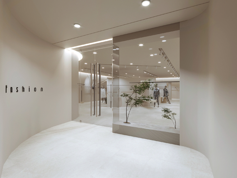  侘寂风女装服装店su模型 