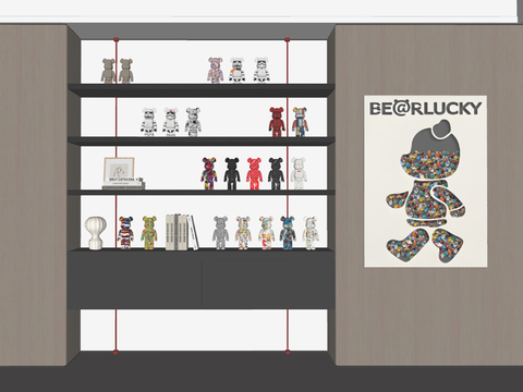  暴力熊玩偶 卡通雕塑 潮玩su模型 