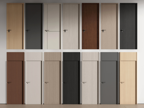 现代单开门 卧室门 木门 平开门su模型