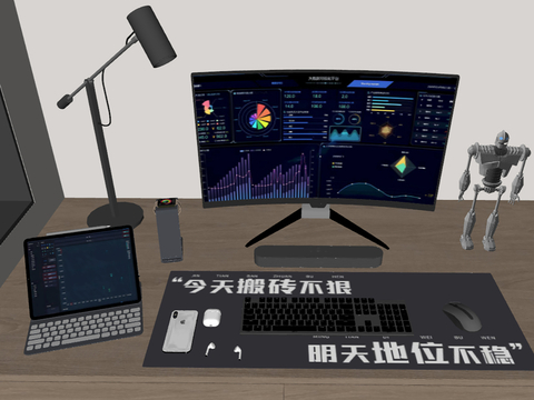  电脑 笔记本电脑 显示器 键盘 鼠标垫su模型 