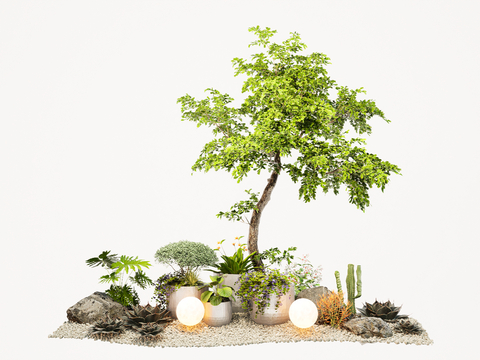  景观造型树 花镜绿植堆su模型 