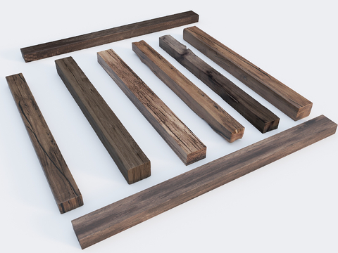  原木 木头木板 木头柱子su模型 