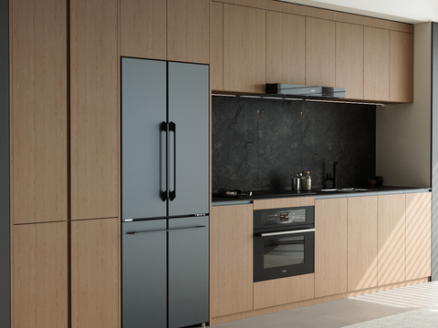  现代橱柜 厨具 冰箱 厨房su模型 