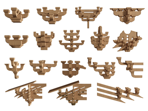 中式斗拱 屋檐斗拱 榫卯结构su模型