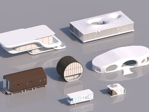  现代太空舱民宿su模型 