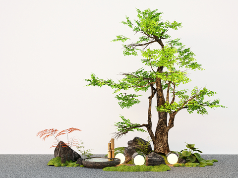  乔木 景观树 老桩造景树 庭院小品su模型 