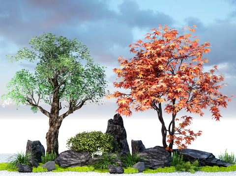  植物造景 造型树 枫树su模型 