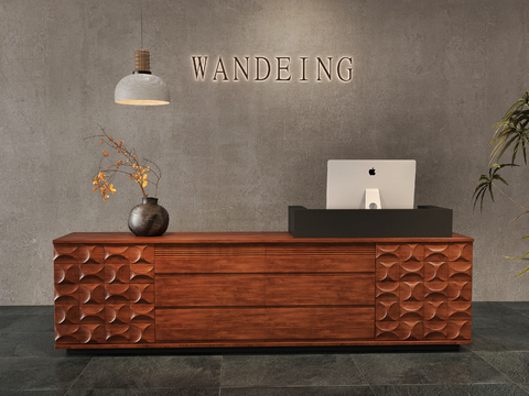  中古风前台 收银台su模型 