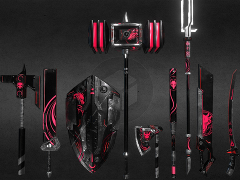  科幻武器包 刀剑 斧头su模型 