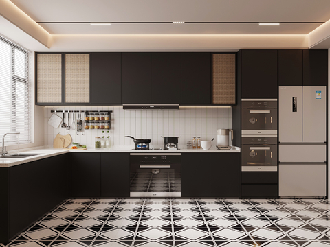  法式厨房 橱柜su模型 