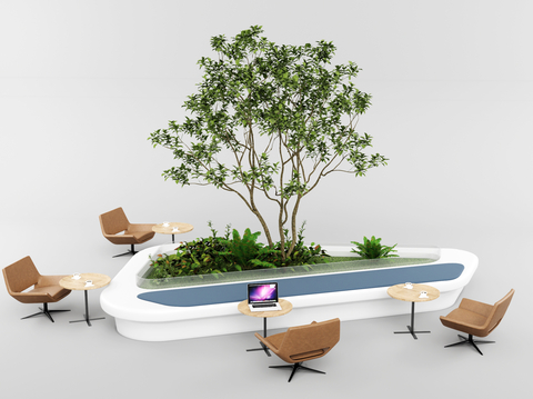  户外椅 树池椅 公园椅su模型 