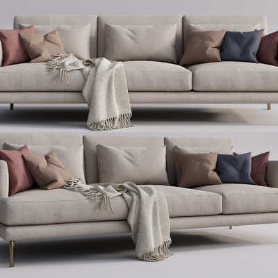 现代布艺多人沙发su模型