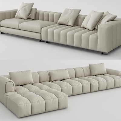 现代转角沙发 多人沙发su模型