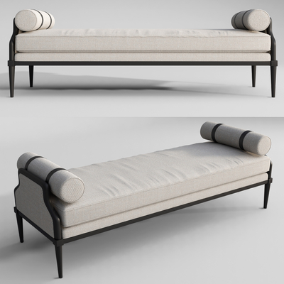  新中式床尾凳脚踏su模型 