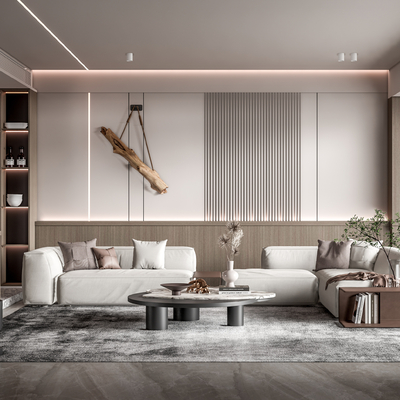 现代布艺沙发组合su模型