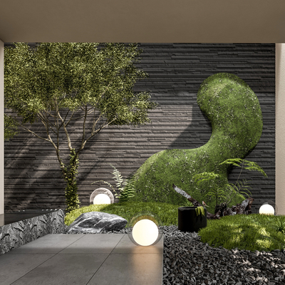 庭院小品 微地形su模型