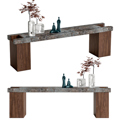 侘寂端景条案 端景台su模型