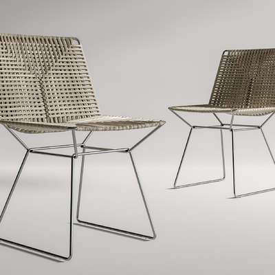  现代藤编户外椅su模型 