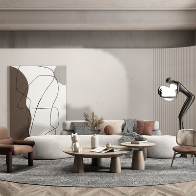 现代布艺沙发组合su模型