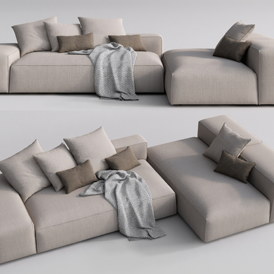 现代布艺转角沙发su模型