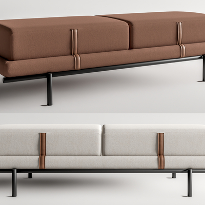  现代脚踏床尾凳su模型 