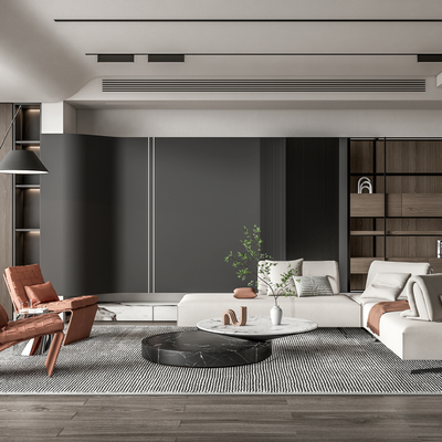 现代布艺沙发组合su模型