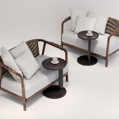 现代实木单人沙发su模型