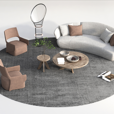 现代弧形沙发组合su模型