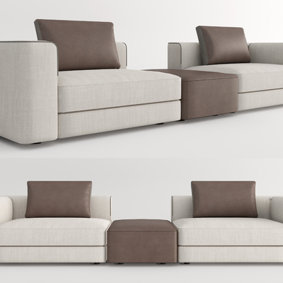 现代布艺多人沙发su模型