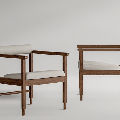 现代实木休闲椅su模型