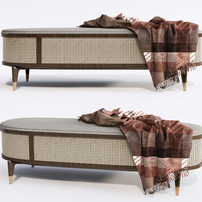 现代布艺床尾凳脚踏su模型