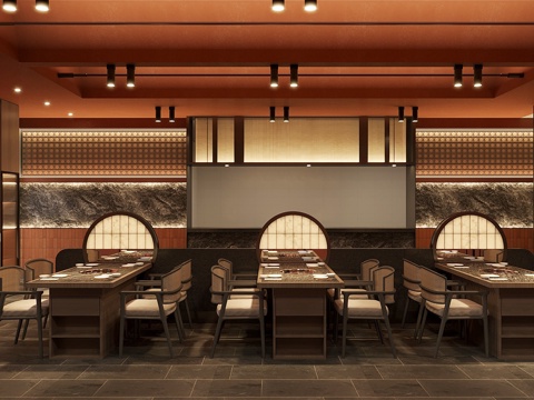  四川火锅店 餐厅su模型 