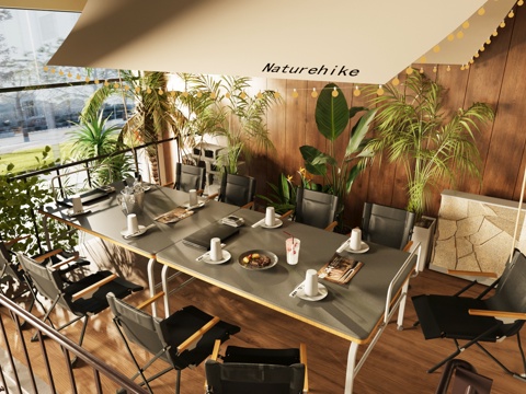  露营风户外桌椅 露营桌椅su模型 