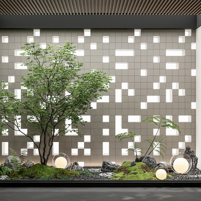  现代庭院小品 室内造景观su模型 