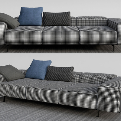 现代布艺多人沙发su模型