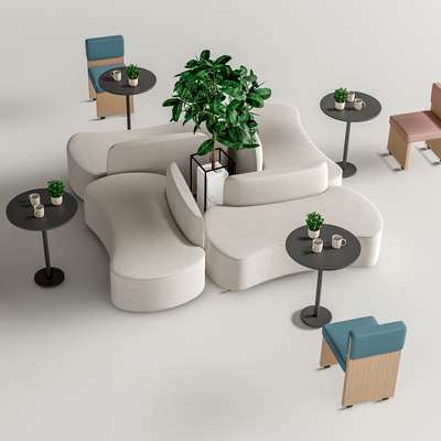  现代卡座沙发 办公沙发su模型 