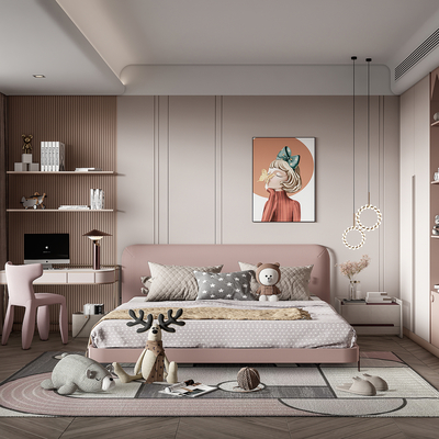 现代女孩房 儿童房su模型