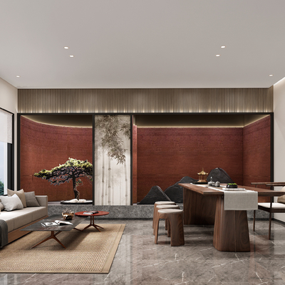 新中式茶室su模型