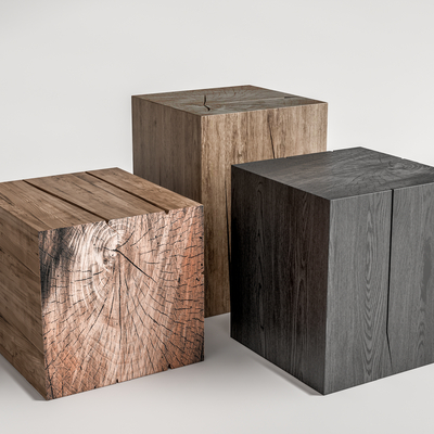 现代实木矮凳su模型