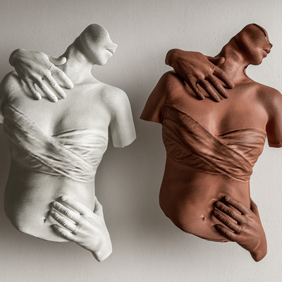 现代人像雕塑 墙饰su模型