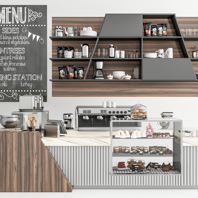 现代奶茶店收银台操作台su模型