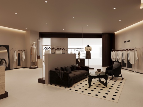  侘寂服装店 女装店su模型 