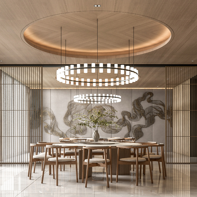 新中式餐厅包厢 包房su模型